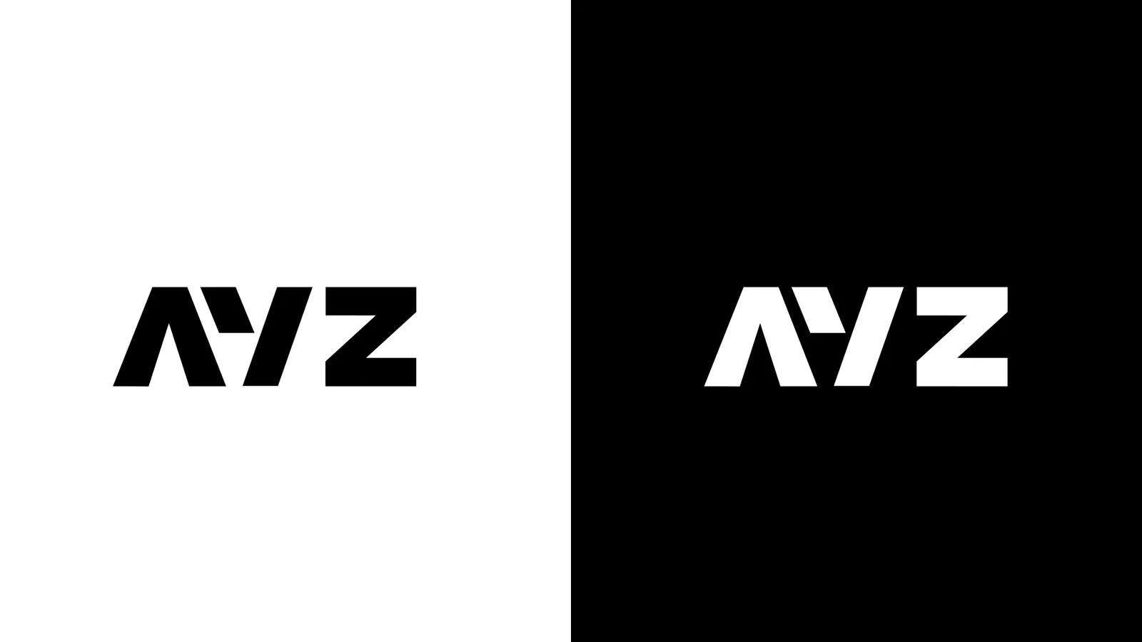 Versión positiva y negativa monocromática del logo AYZ por Follow Me Agency