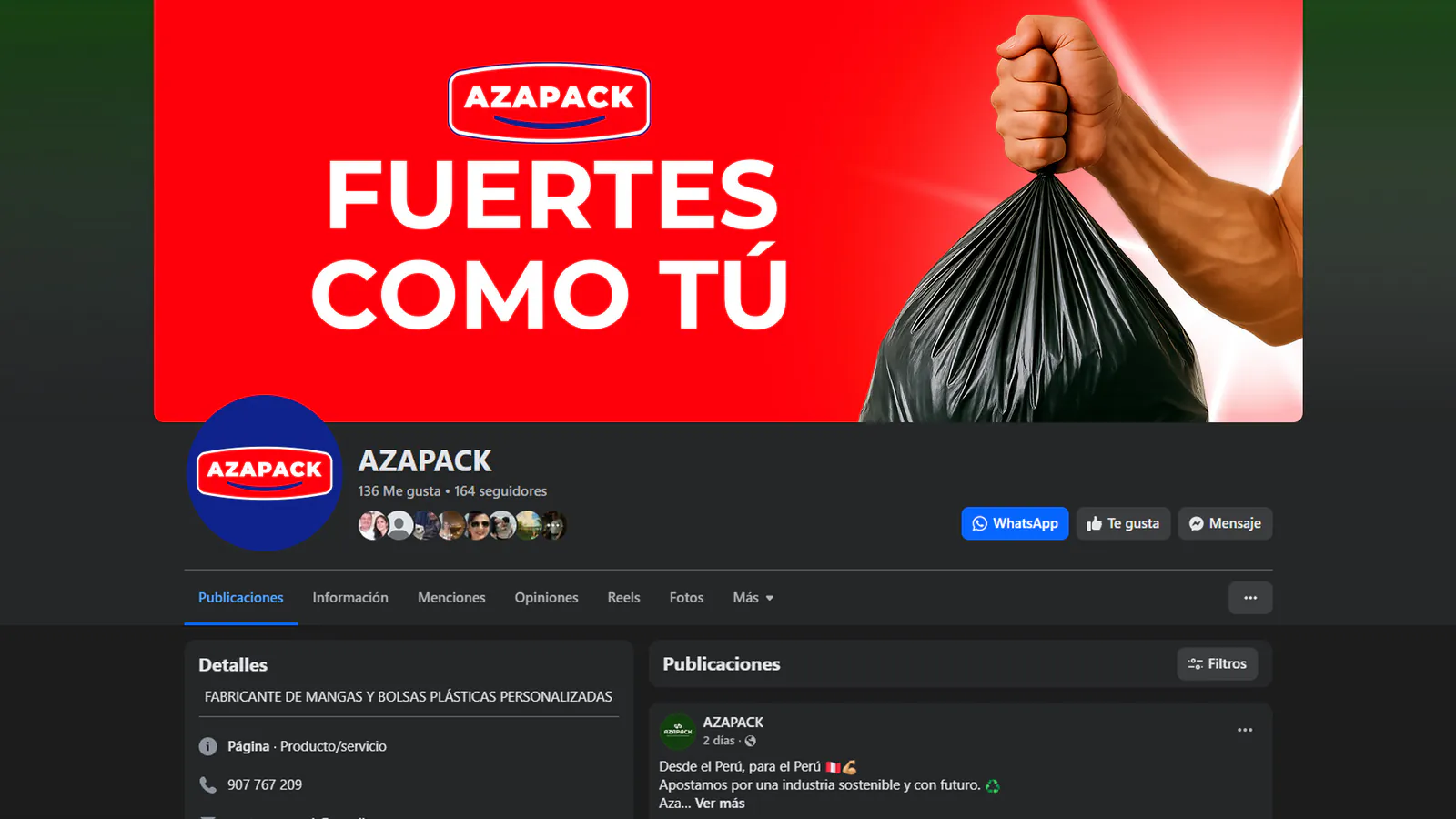 Portada de Facebook de Azapack con el concepto Fuertes como tú, diseñada por Follow Me Agency