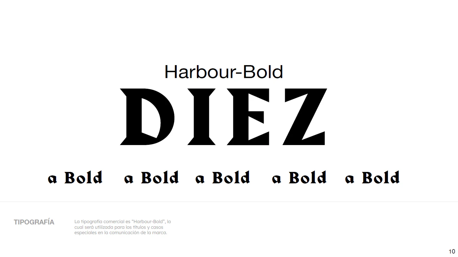 Tipografía Harbour-Bold del sistema de marca Diez Beer Company, por Follow Me Agency